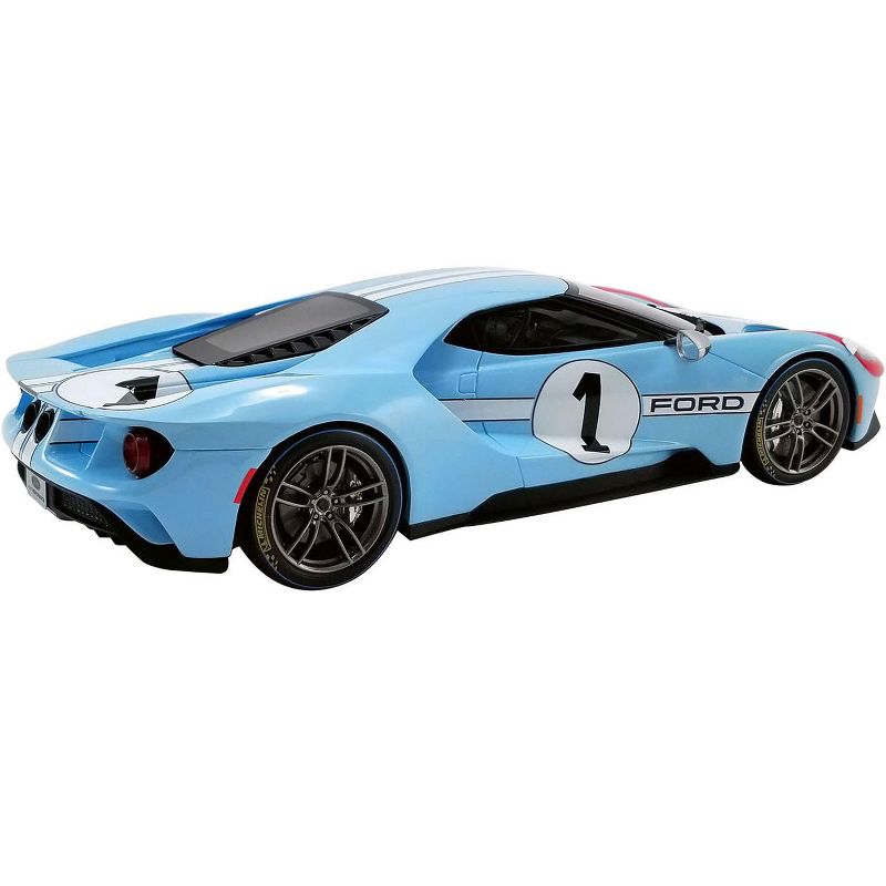 2020 Ford GT #1 Heritage Edition "1966 Le Mans" Light Blue with Red and White Stripes 1/18 Model Car by GT Spirit for ACME