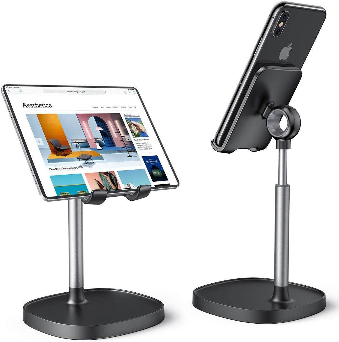 Cell Phone Stand,Angle Height Adjustable Stable LISEN Cell Phone Stand For Desk,Sturdy Aluminum Metal Phone Holder,Compatible with Mobile Phone/iPad/Kindle/Tablet,4-10inch