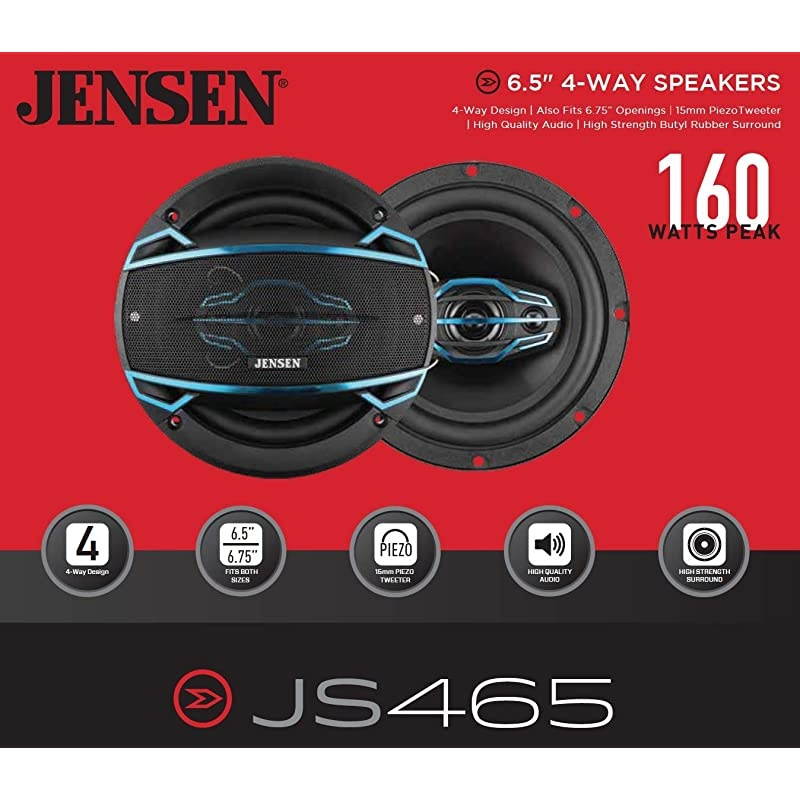 JS465 4-Way 6 .5 inch Car Speakers with 160-Watt Power & 35mm Mylar Balanced Dome Midrange