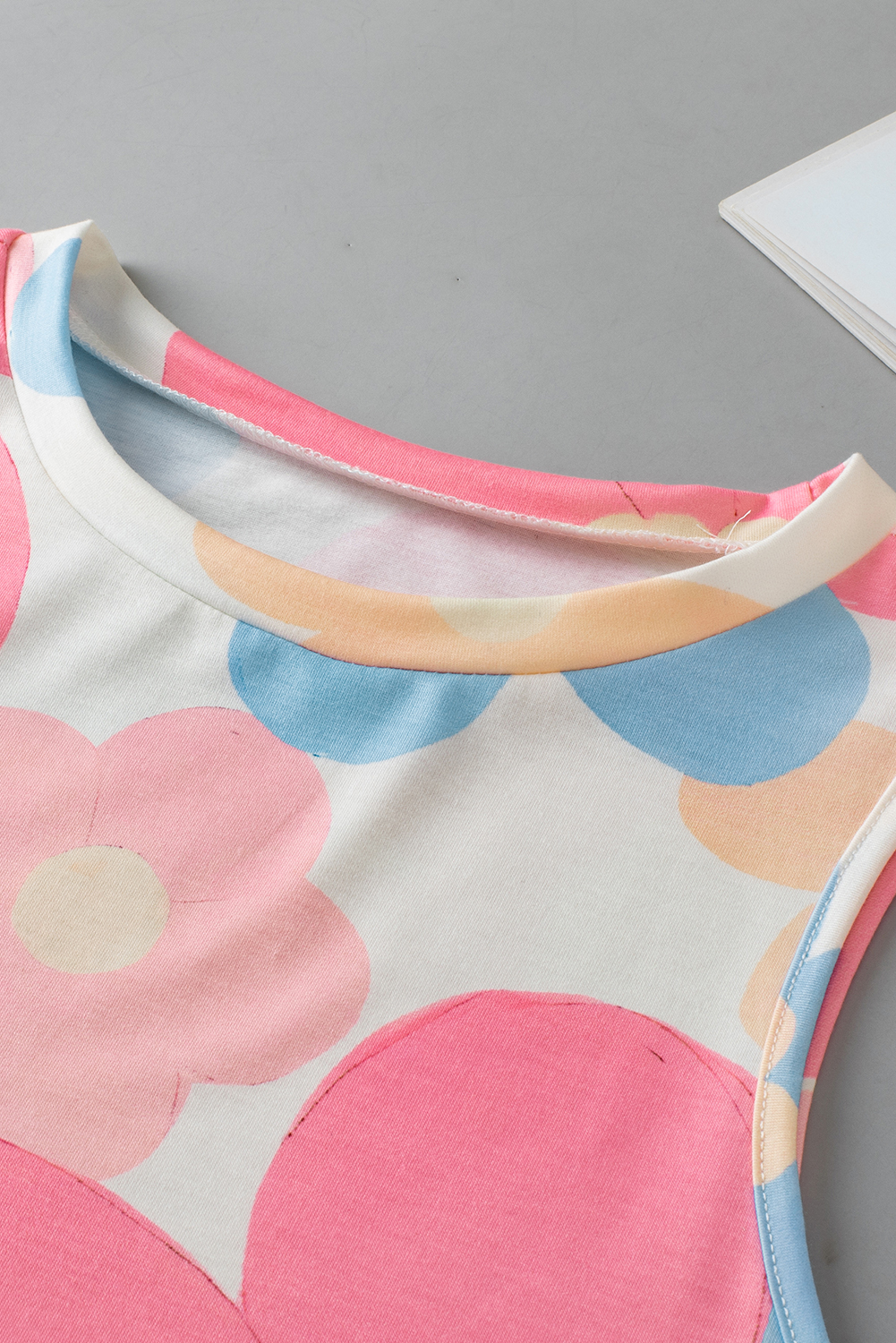 Pink Casual Solid Color Crew Neck Tank Top