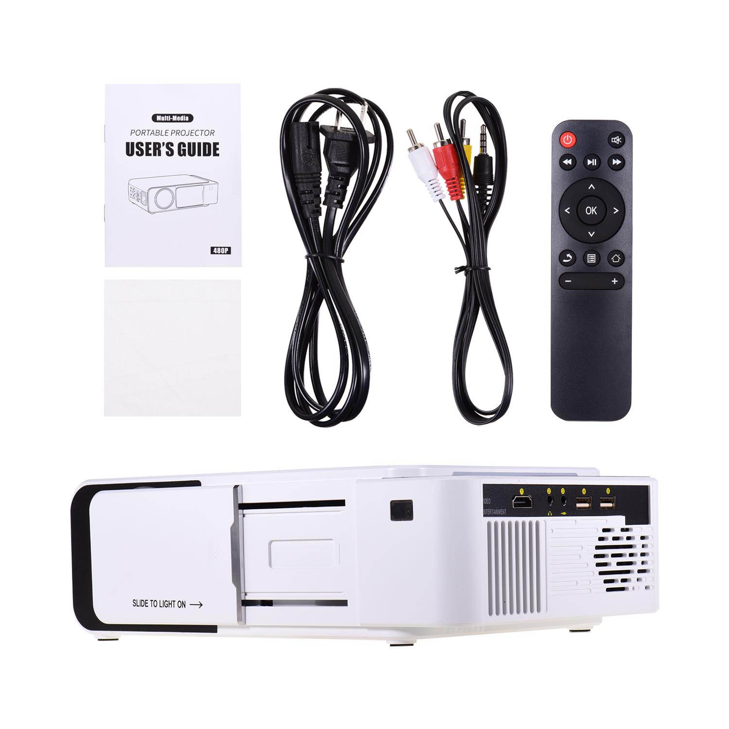 Puteer Mini Home Theater Projector 1080P Supported Built-in Speaker with HD/AV/USB/VGA Interface Portable Projector