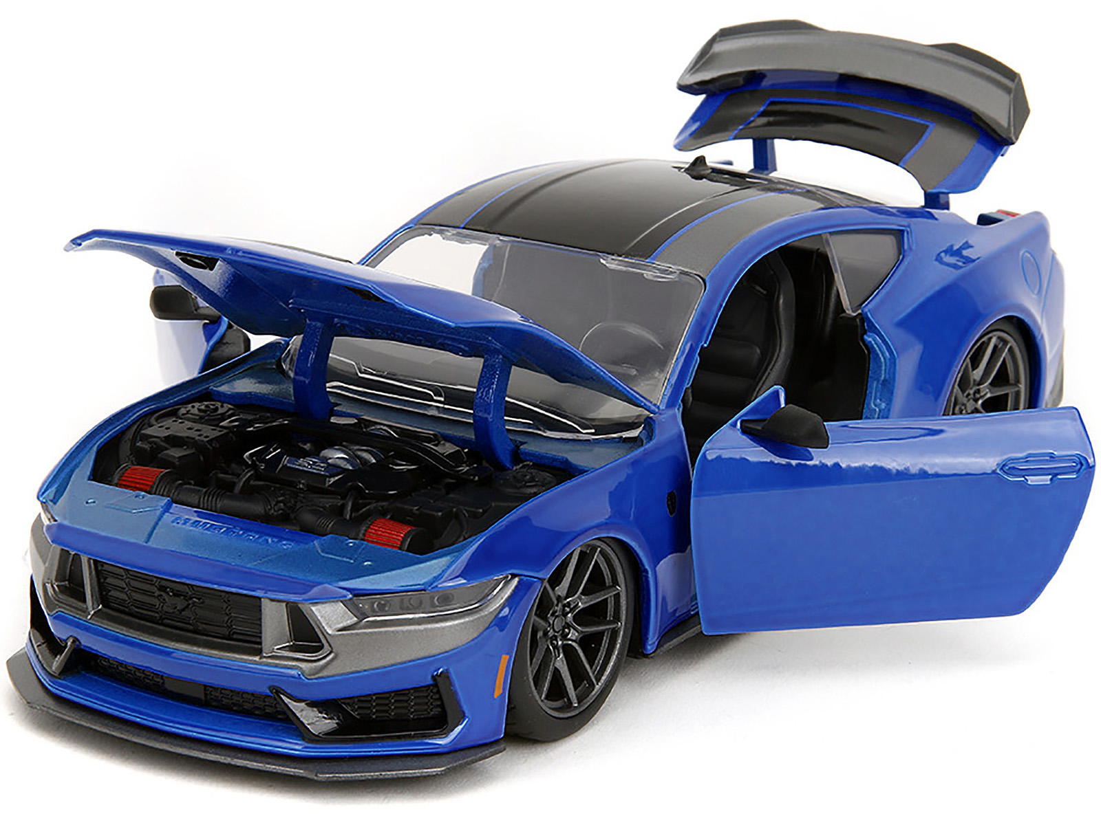2024 Ford Mustang Dark Horse Blue Metallic with Black and Gray Stripes "Bigtime Muscle" Series 1/24 Diecast Model Car by Jada