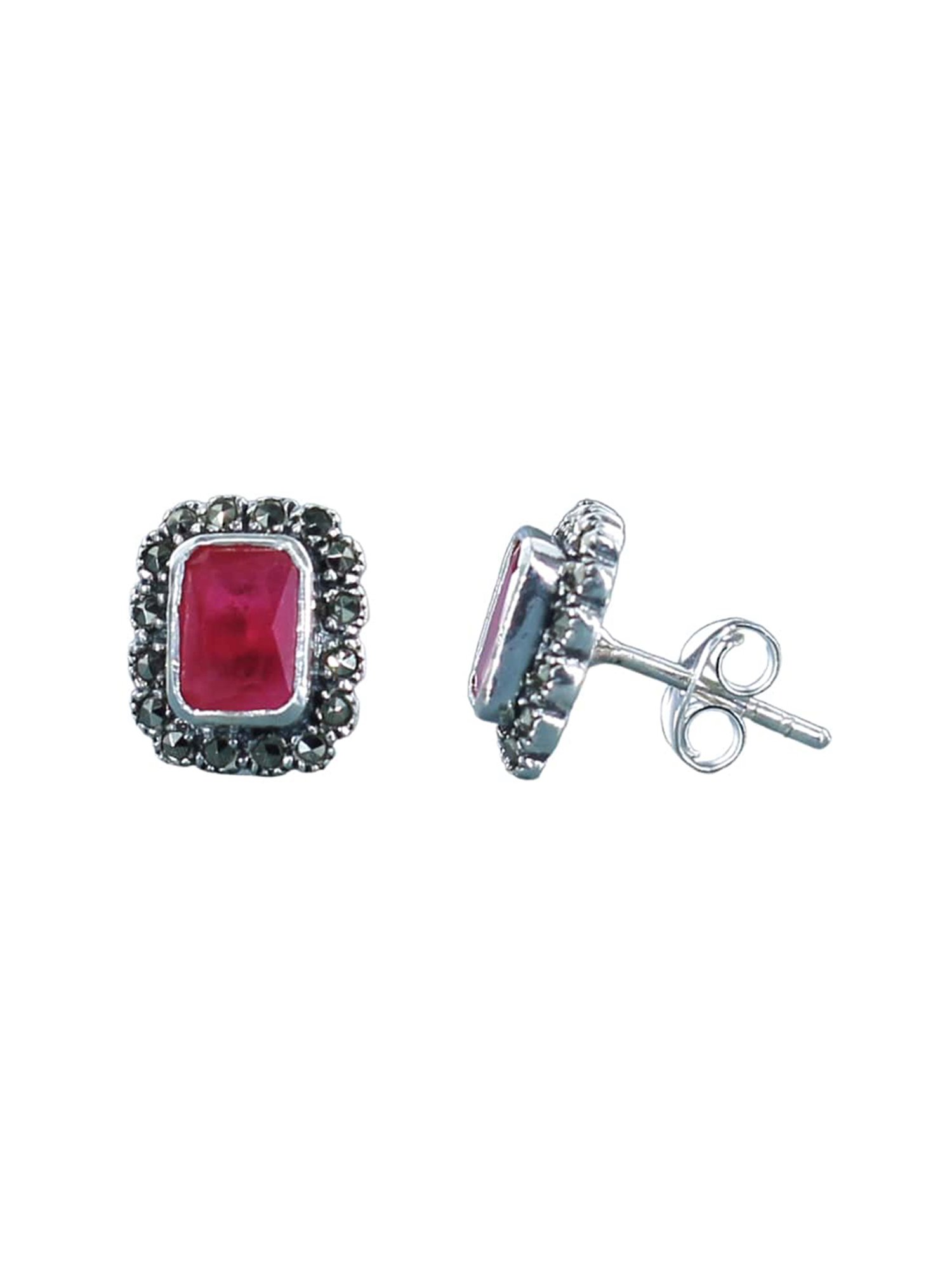 Taraash 92.5 Sterling Silver Pink CZ Stud Earrings For Women