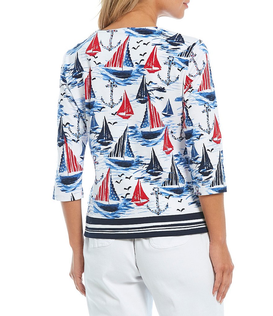 Calessa Petite Size Matte Jersey Knit Button Front Roll Tab Blouse