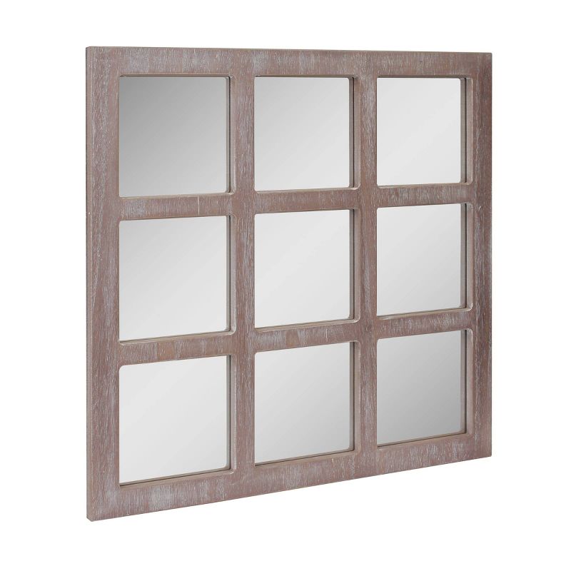 23.5" x 23.5" Rustic 9-Panel Window Pane Decorative Wall Mirror White - Stonebriar Collection