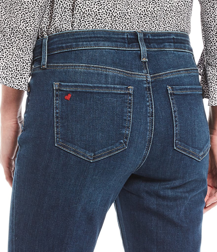 NYDJ Sheri Embroidery Heart Back Pocket Detail Slim Straight Leg Ankle Jeans