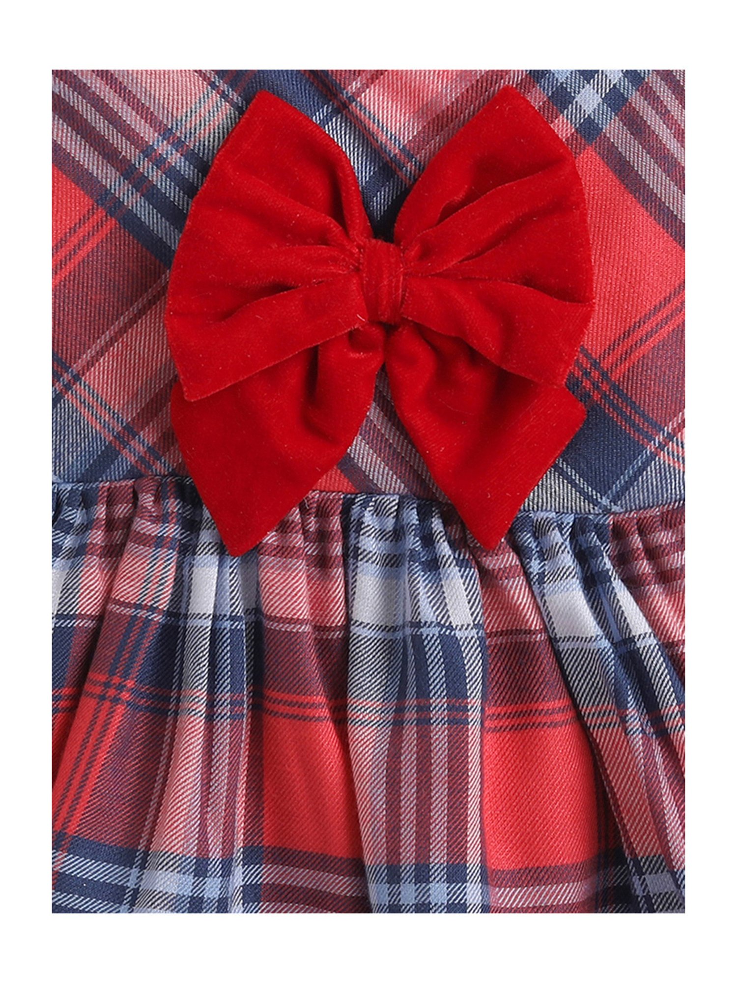 Many Frocks Kids Maroon & Blue Checks Dress
