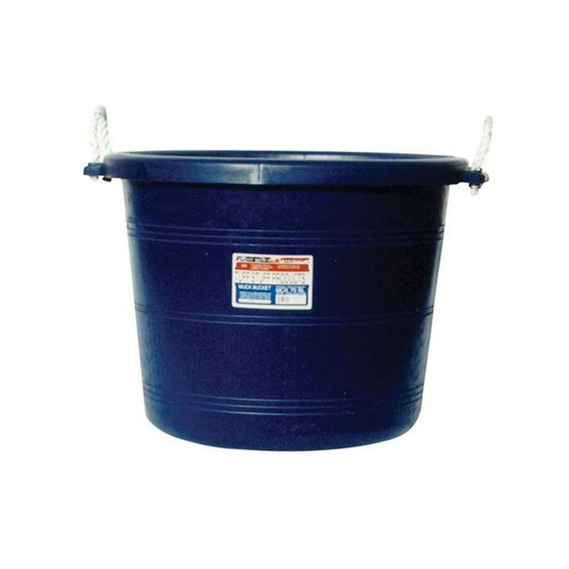 Tuff Stuff Products MCK70BL 70 Quart Heavy Duty Weather Resistant Plastic Muck Bucket Storage Bin for Beverages, Livestock, Pets, Food and Drink, Blue