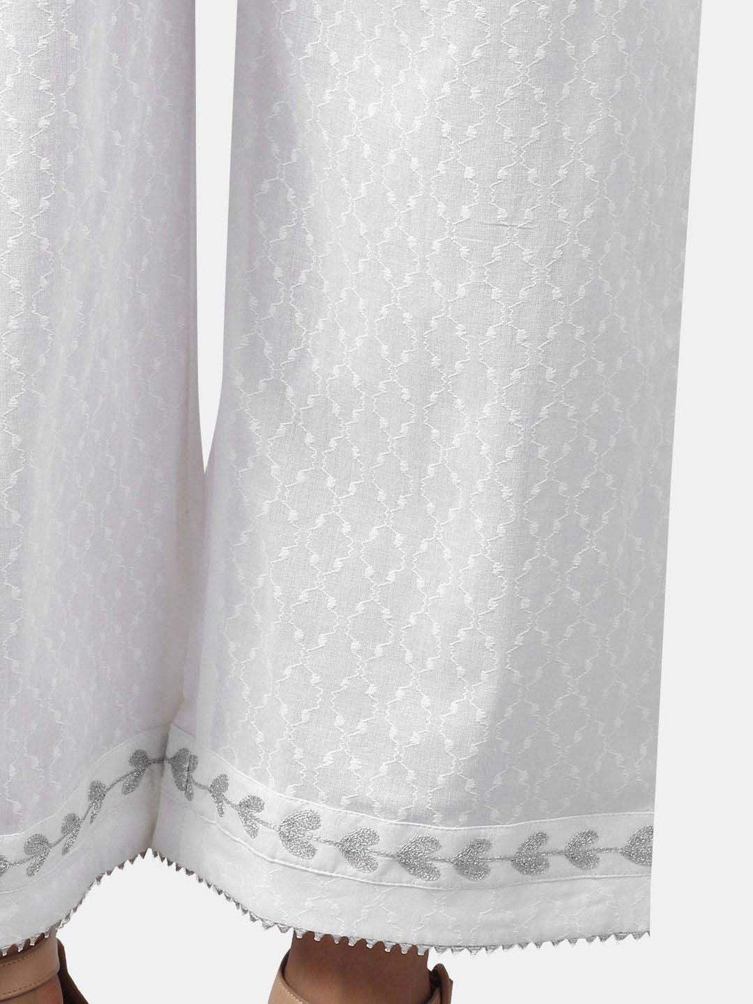 DART STUDIO White Cotton Embroidered Palazzos