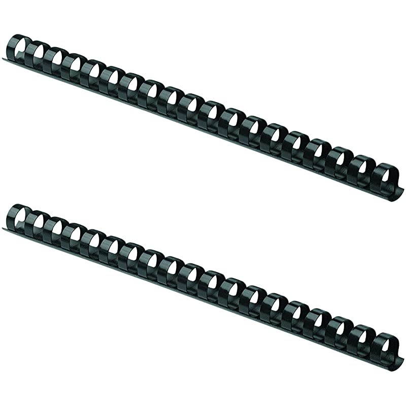 52326 Plastic Comb Bindings 12 Diameter 90 Sheet Capacity Black 2 Pack of 100 Combs