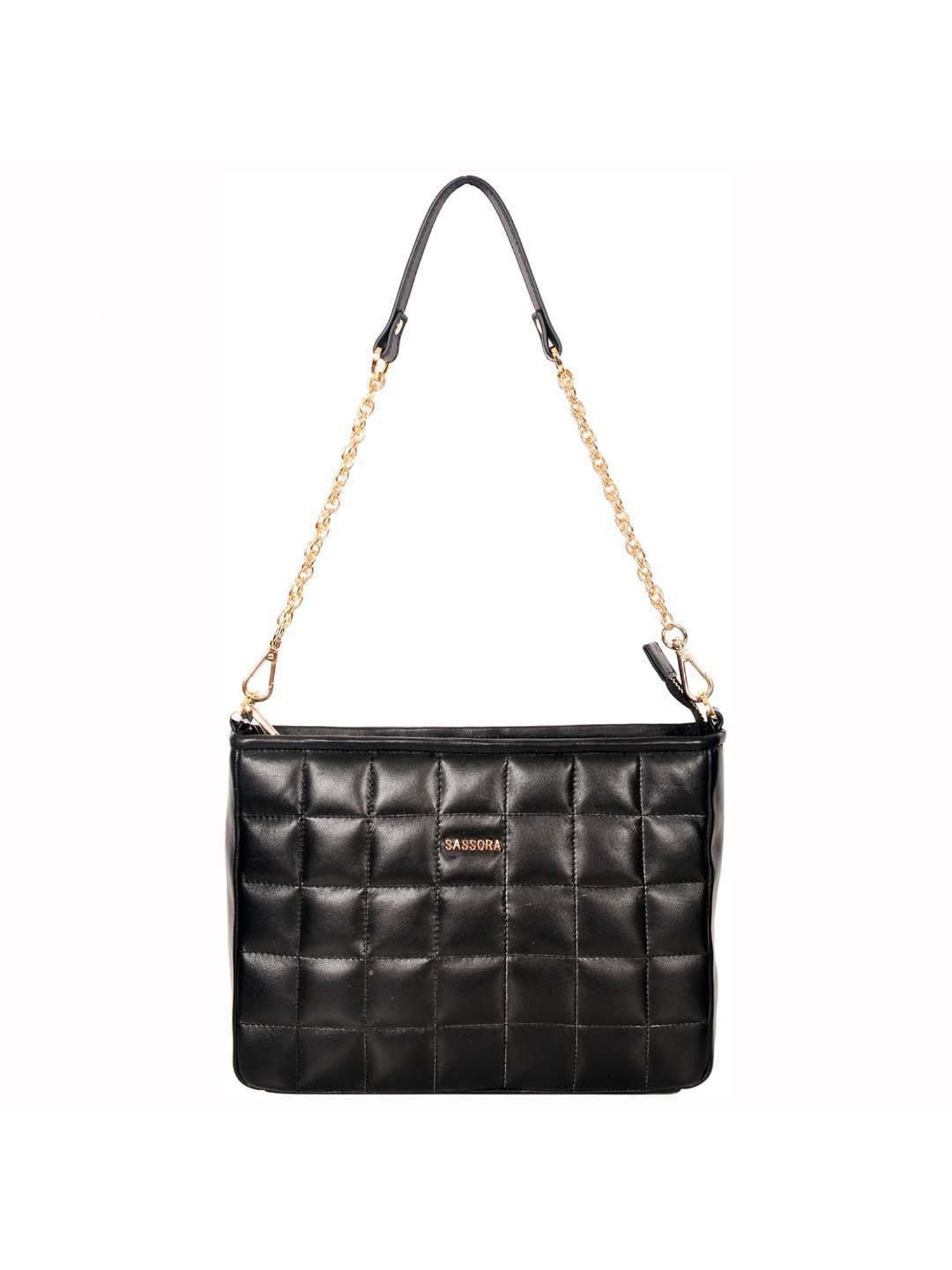 SASSORA Black Quilted Medium Sling Handbag