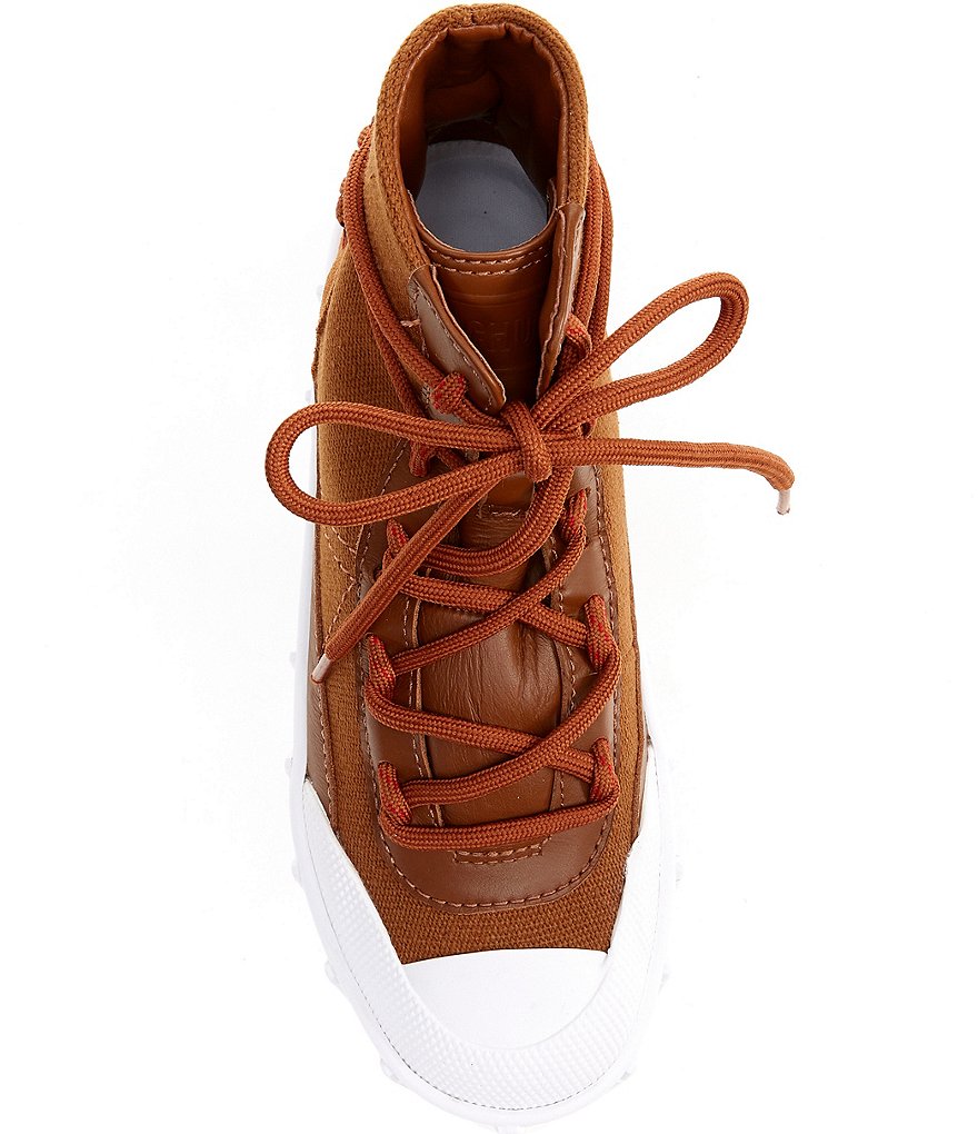 Schutz Kirk Canvas Leather Lugged Platform Sneakers