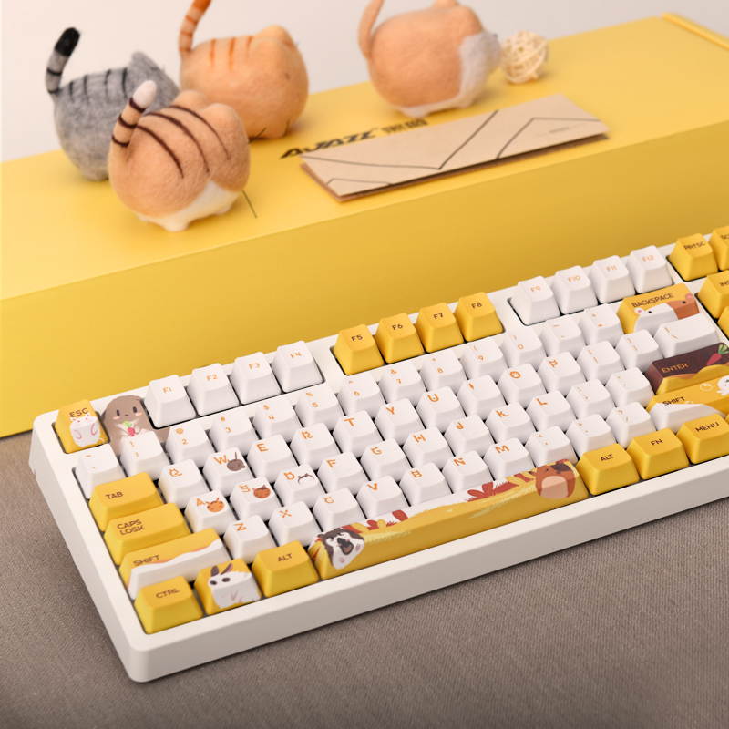A-jazz Hairy Series Cherry MX Switch USB Wired Mechanical Gaming Keyboard, PBT Keycaps