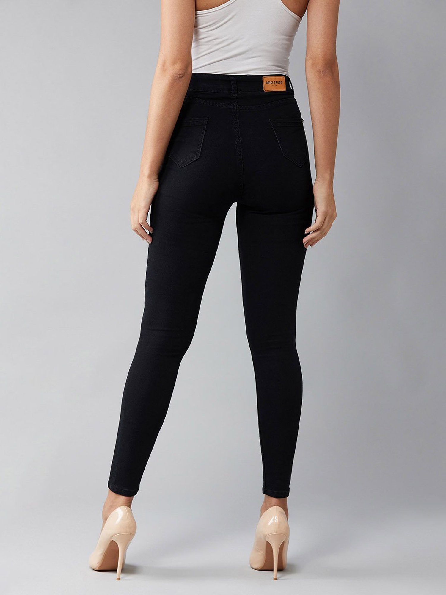 DOLCE CRUDO Black Skinny Fit Jeans