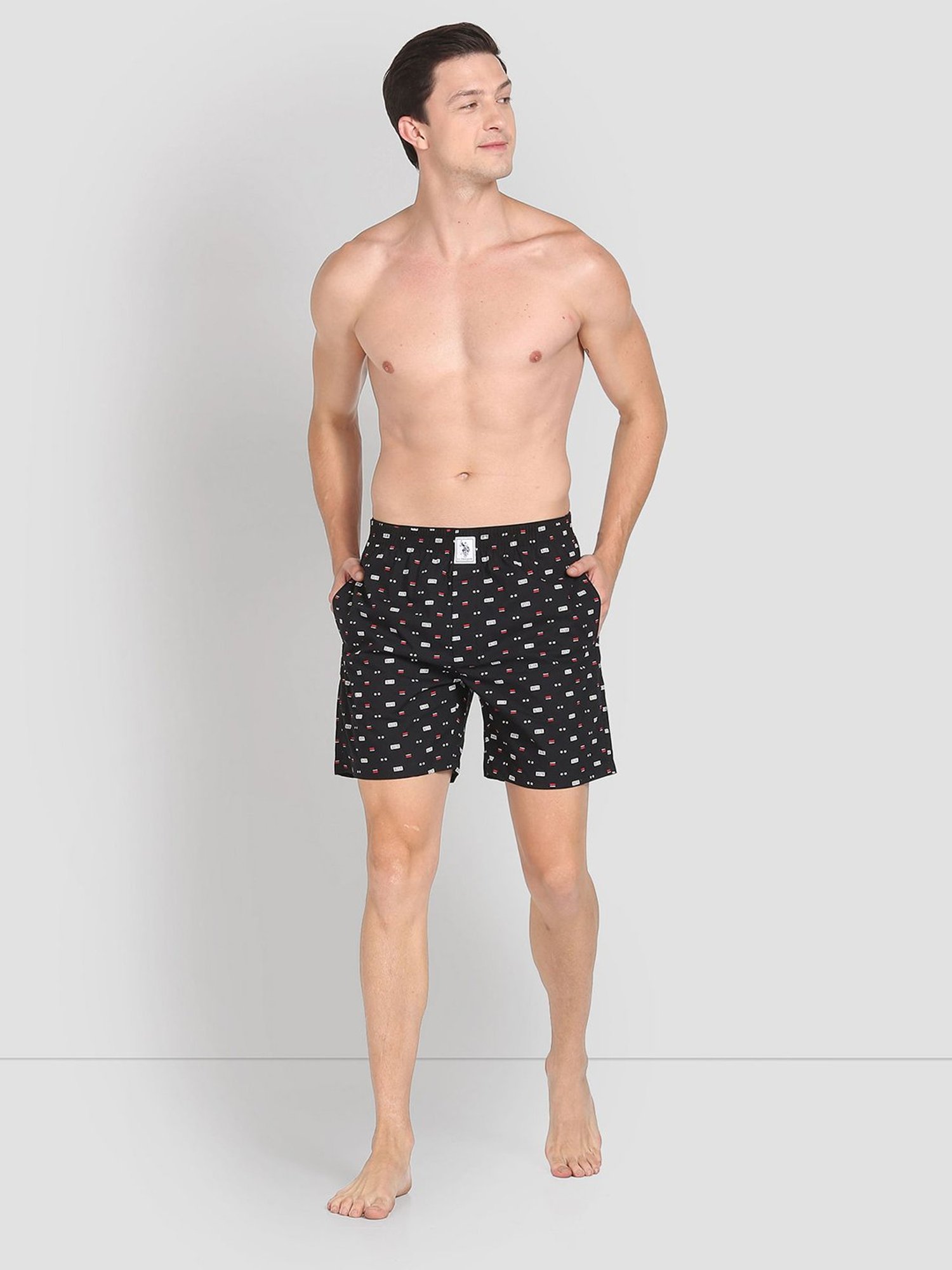 U.S. Polo Assn. Black Regular Fit Printed Cotton Boxers