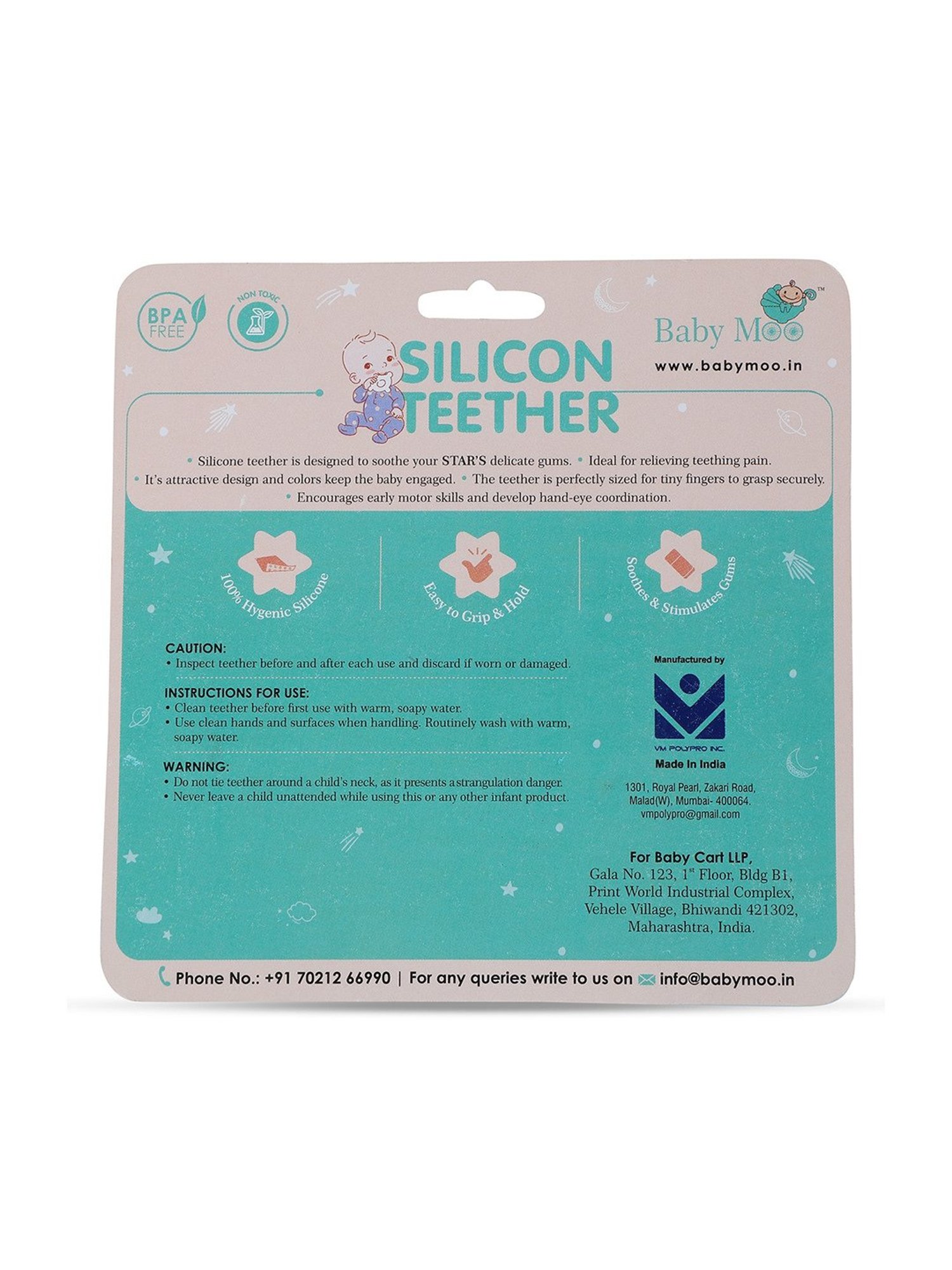 Baby Moo Kids Purple Hippo Soothing Silicon Teether (BPA & Toxin Free)