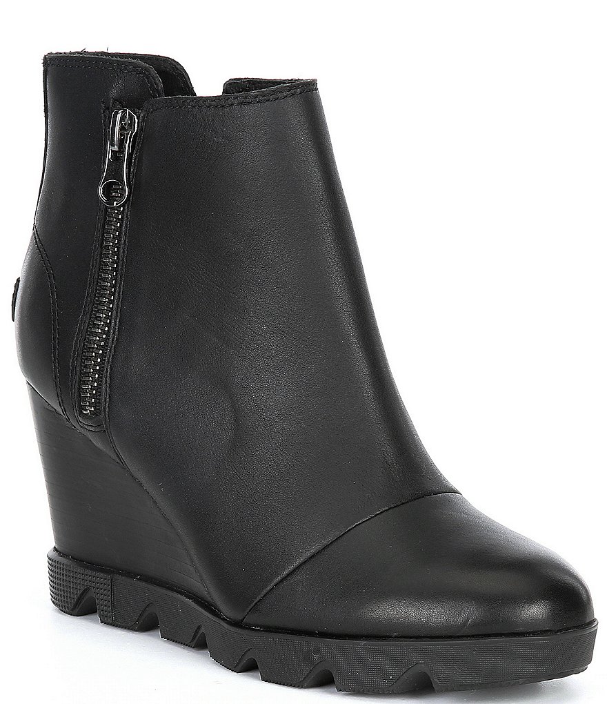 Sorel Joan Uptown Side Zip Waterproof Leather Wedge Booties