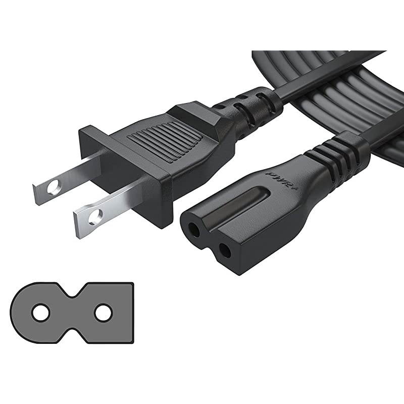UL Listed  Extra Long 12 Ft 2 Prong PolarizedPowerCord for VizioLEDTV SmartHDTV EMSeries and Others 2 Slot AdapterACWallCable IEC60320 IEC320 C7 to NEMA 115P