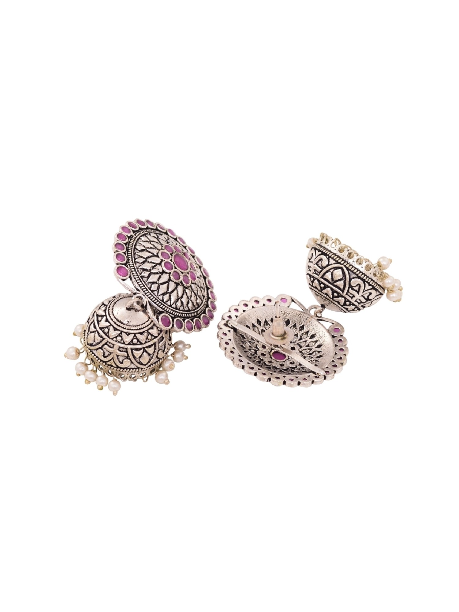 Saraf RS Jewellery Silver Plated Contemporary Jhumka Earrings