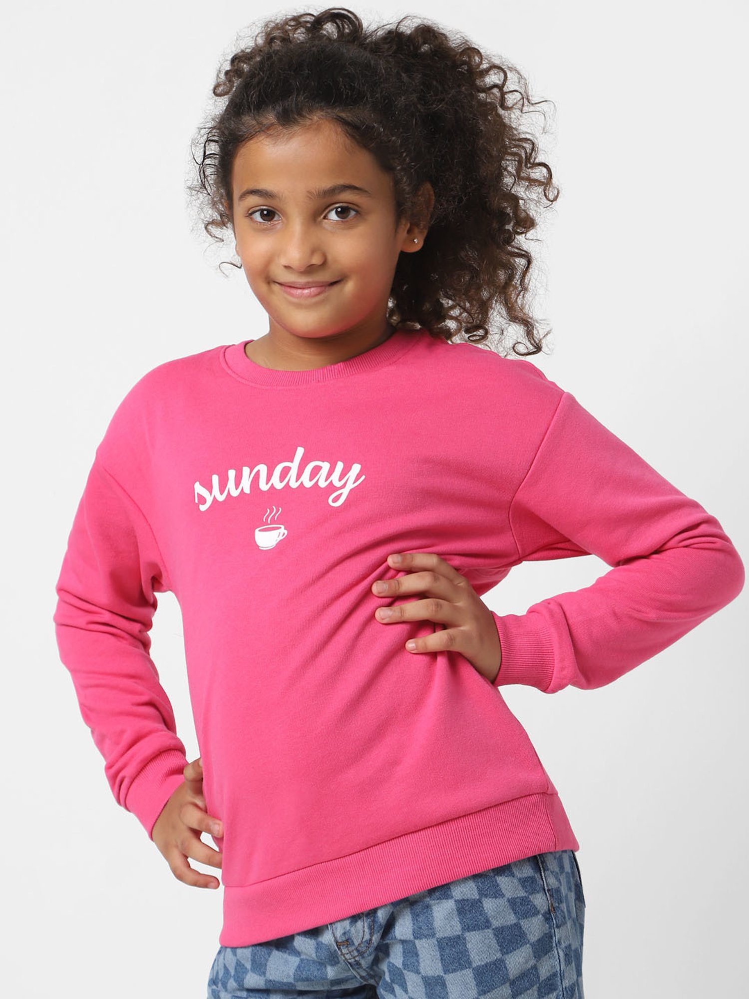 KIDS ONLY Pink Graphic Print Full Sleeves Sweatshirt
