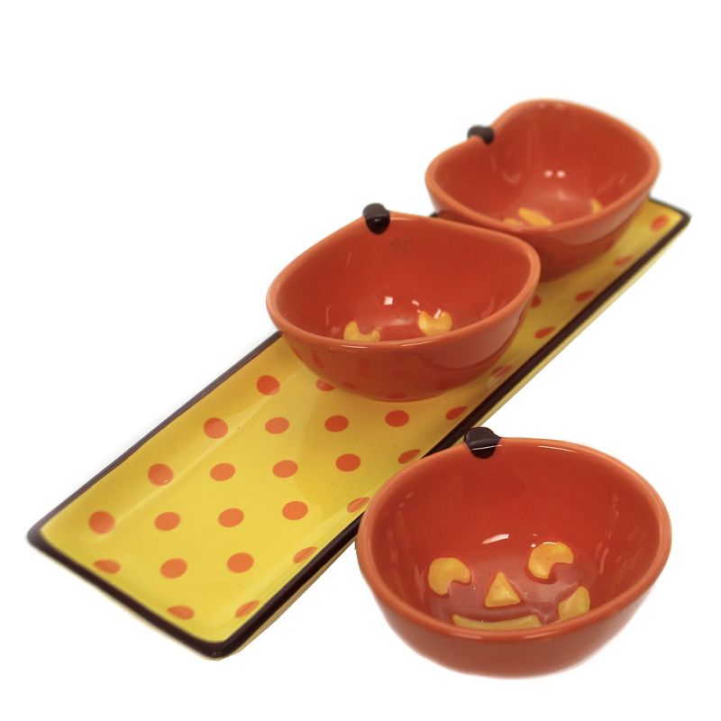 Tabletop Jack O Lantern Condiment Serving Set Halloween Boston Warehouse Trading Corp  -  Serving Platters