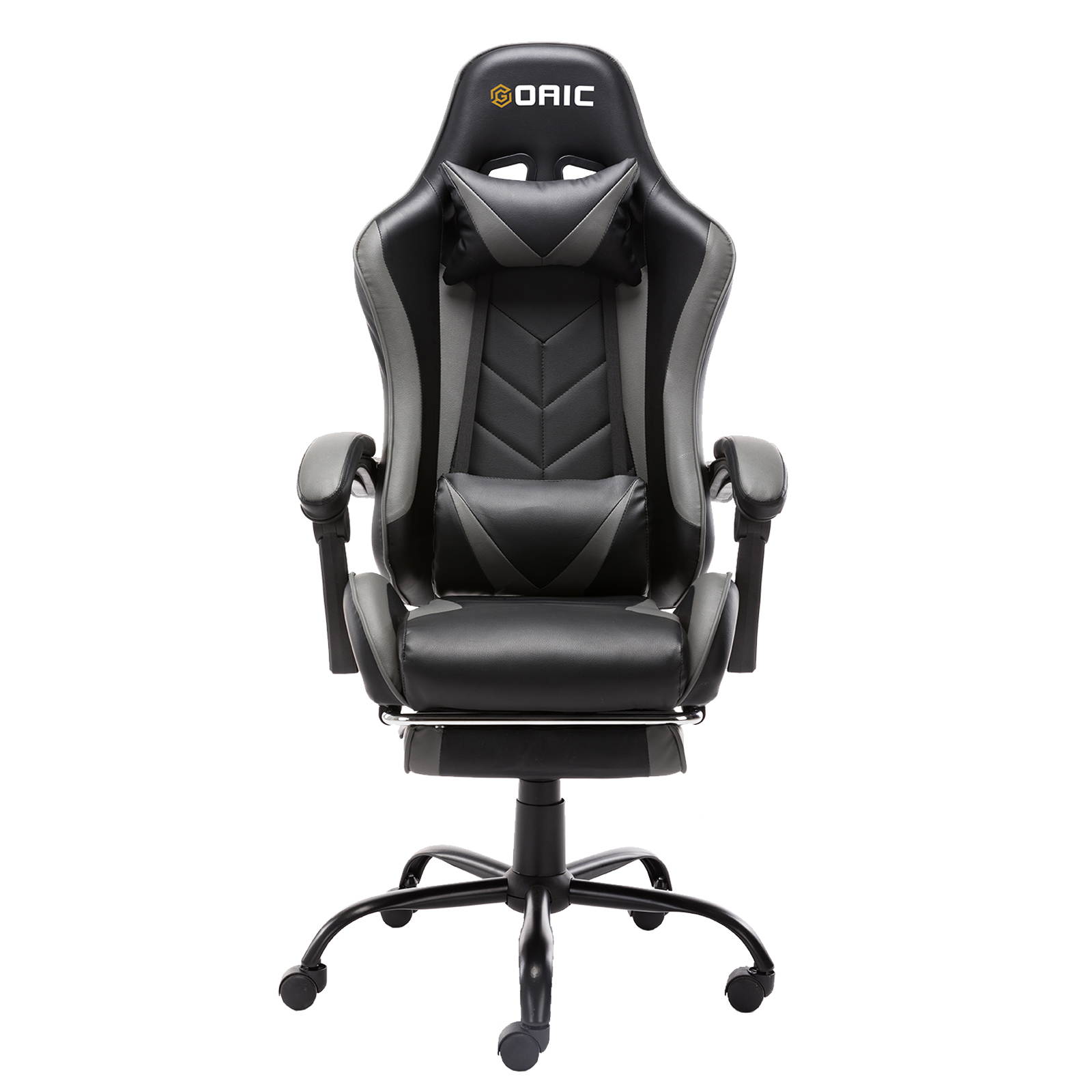 Goaic Gaming Chair PC Racing Game Chair Ergonomic 135&deg; Adjustable Reclining Office Chair with Footrest, High Back Office Desk Computer Chair with Headrest and Lumbar Pillow Support (White/Red)
