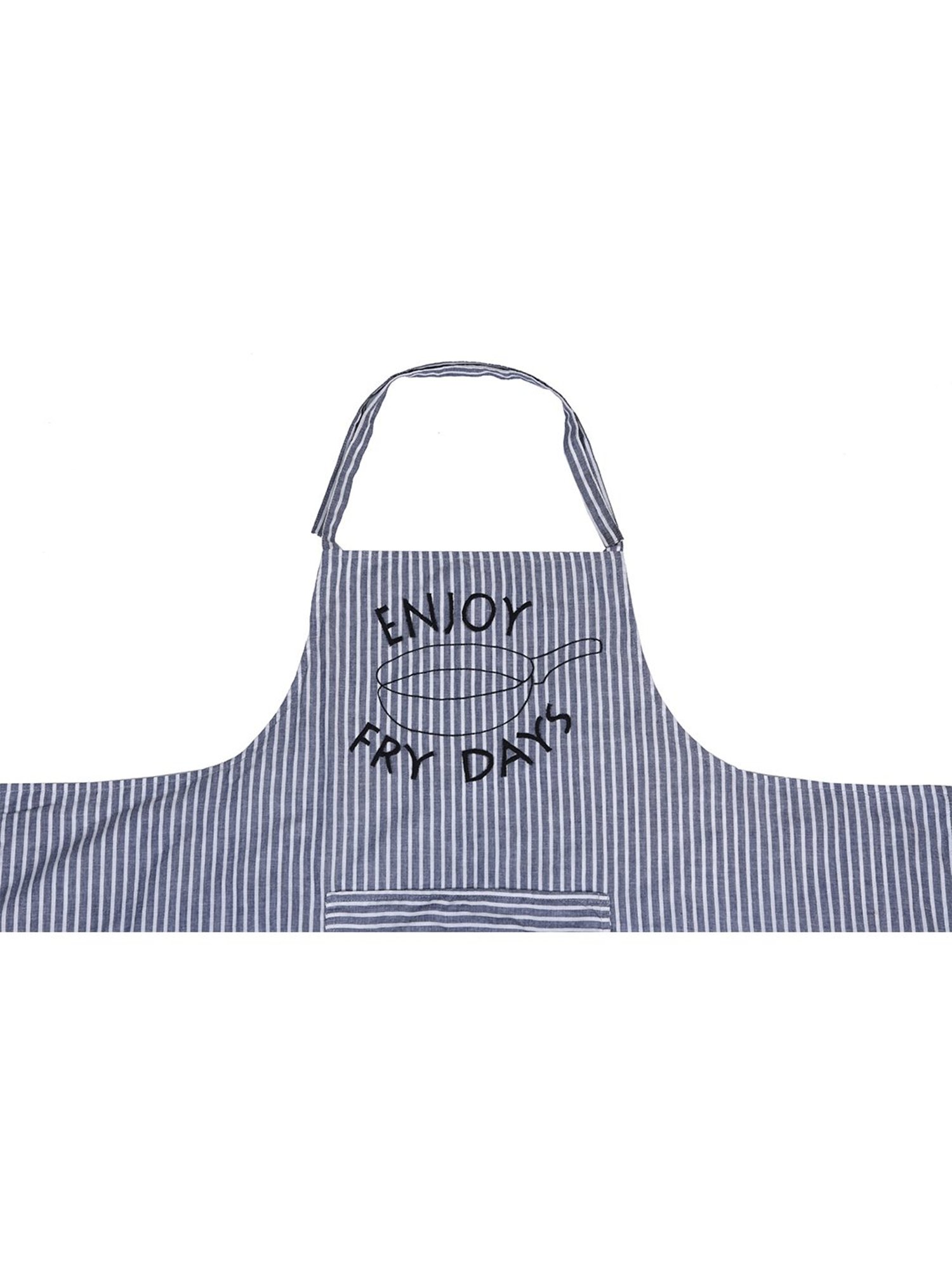 Okhai Tikhat Blue Hand Embroidered Pure Cotton Mens Apron - Set of 1