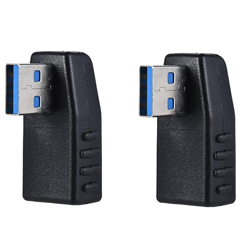 4-Pack USB 3.0 Male to Female Adapter 90 Degree Left Angle and Right Angle USB Cable Extender Connector - Upgraded Version Max 2A Charging Speed
