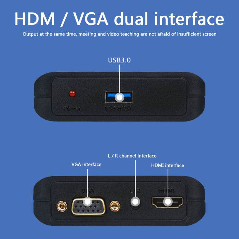 USB 3.0 to HDMI Converter HD 1080P VGA Video Adapter with L/R Output for Desktop Laptop TV Projector