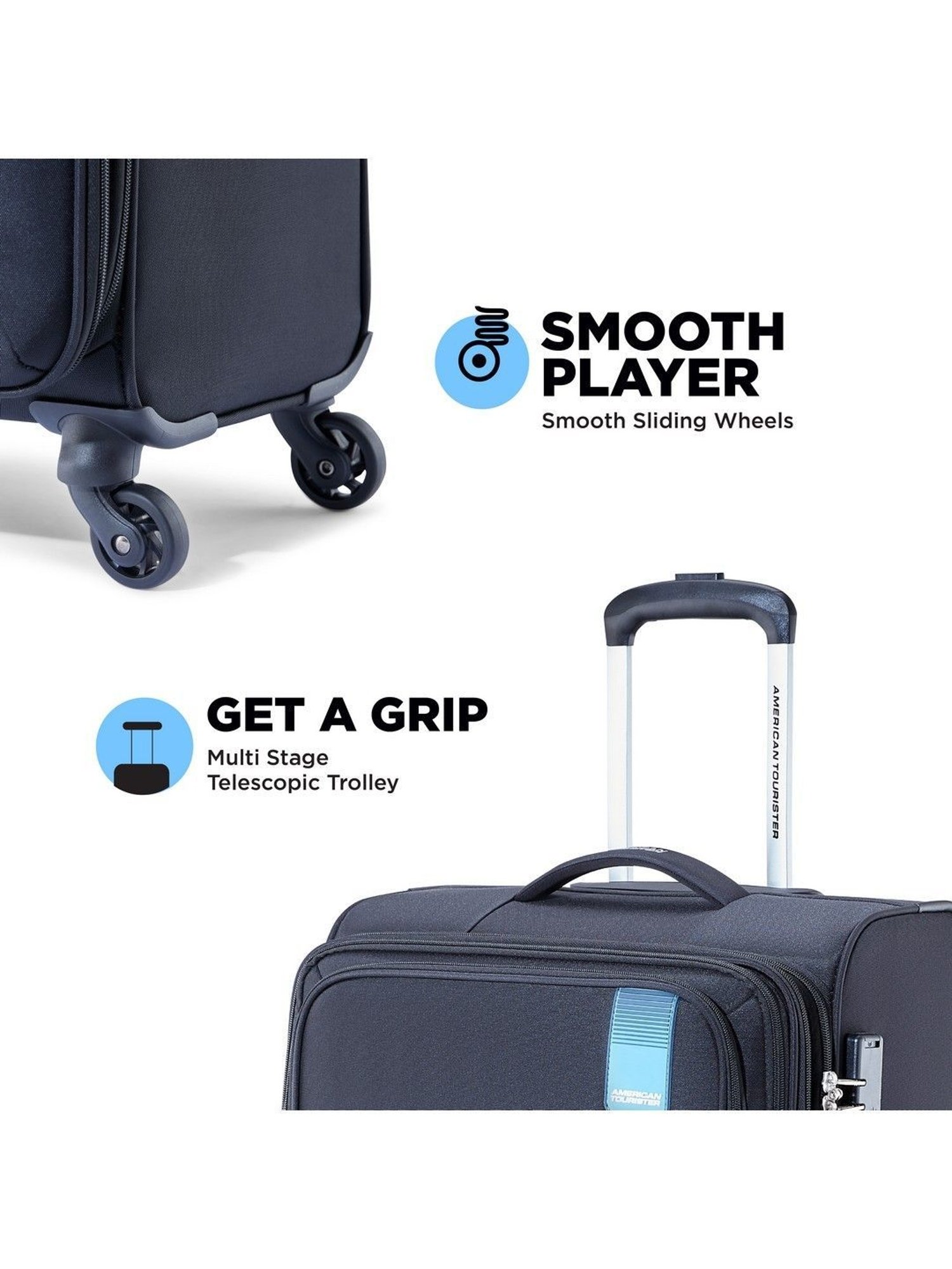 American Tourister Flamen Black Solid Soft Trolley Bag - 69 cm