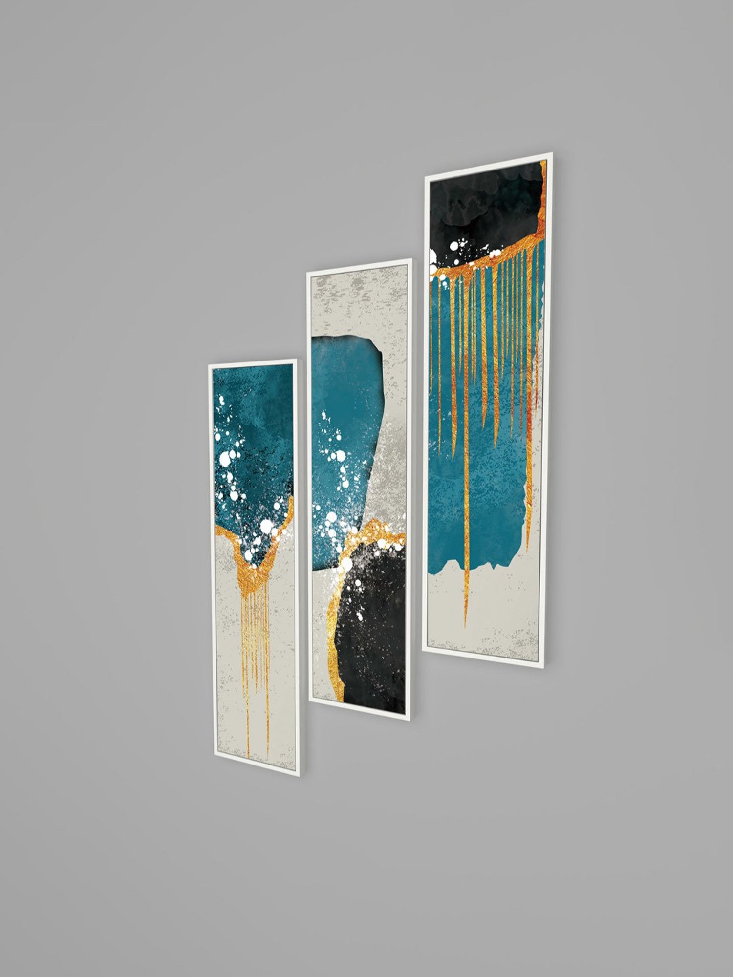 Art Street Modern Printed Blue Engineered Wood Wall Art (Set of 3)