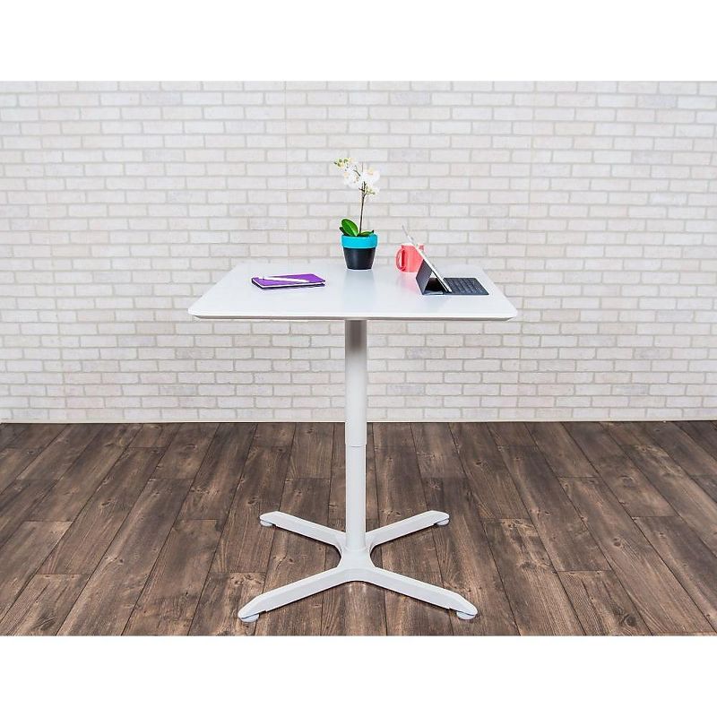 Luxor 32 Square Height Adjustable Caf'e Table, White LX-PNADJ-32SQ