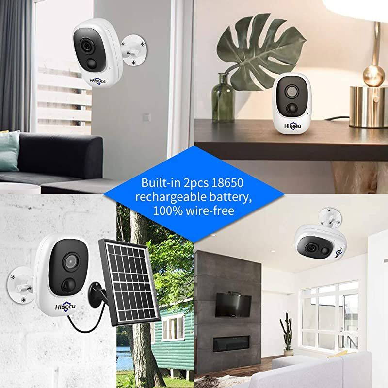 1080P Solar Wireless Camera, Outdoor Security Camera Support App Remote, 2-Way Audio, Motion Alert, Rechargeable Batteries, IP65 Waterproof, Night Vision, 2.4GHz WiFi, SD & Cloud Storage