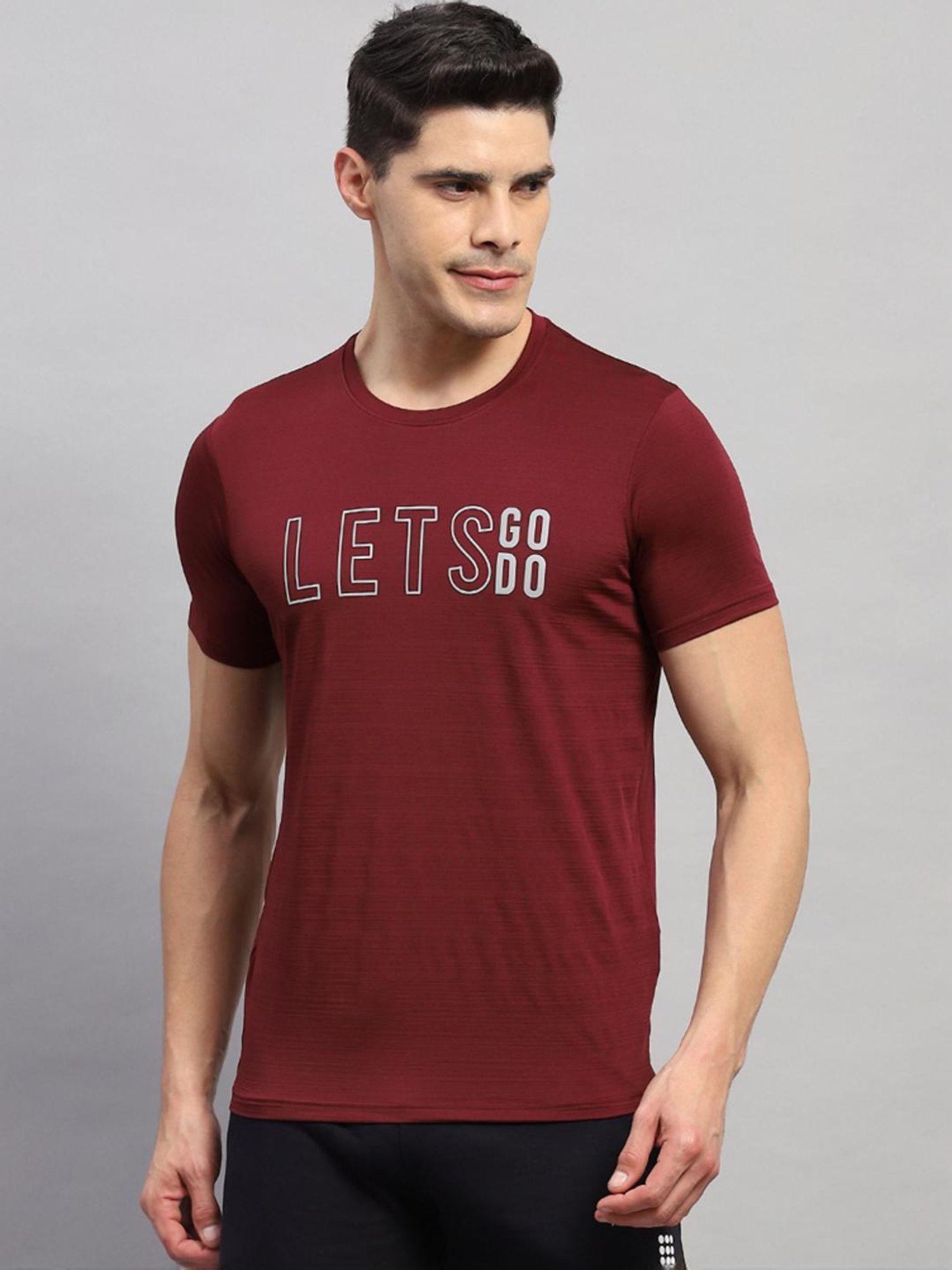 Rock.it Maroon Regular Fit Printed T-Shirt