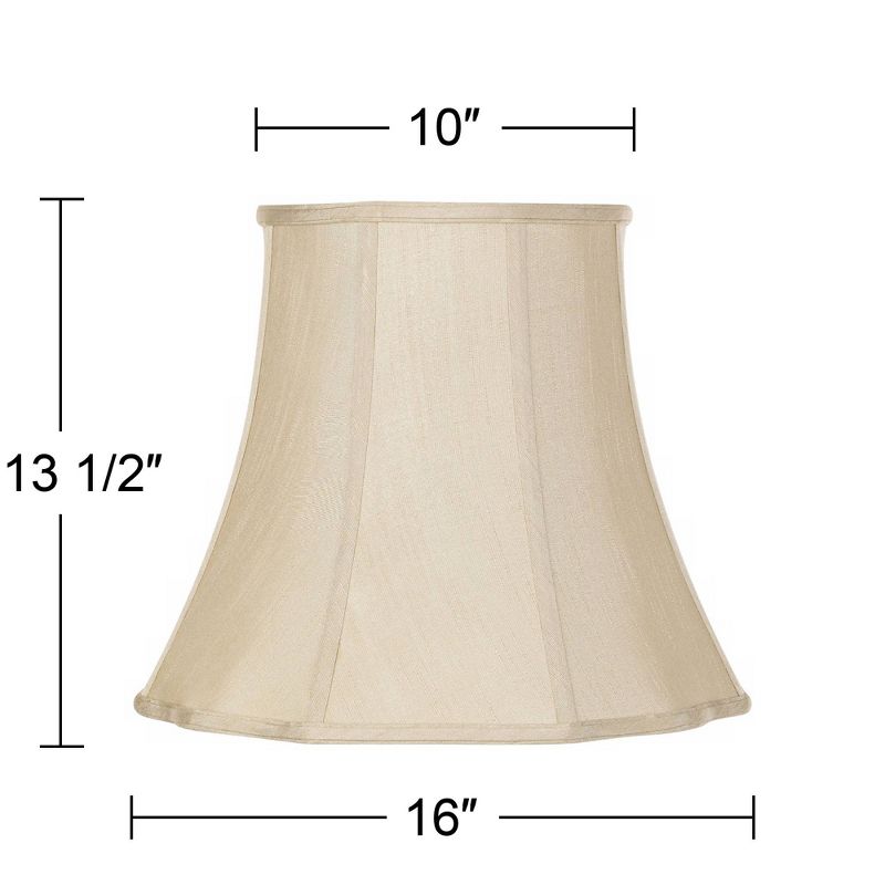 Imperial Shade Taupe Medium Bell Lamp Shade 10" Top x 16" Bottom x 14" Slant x 13.5" High (Spider) Replacement with Harp and Finial