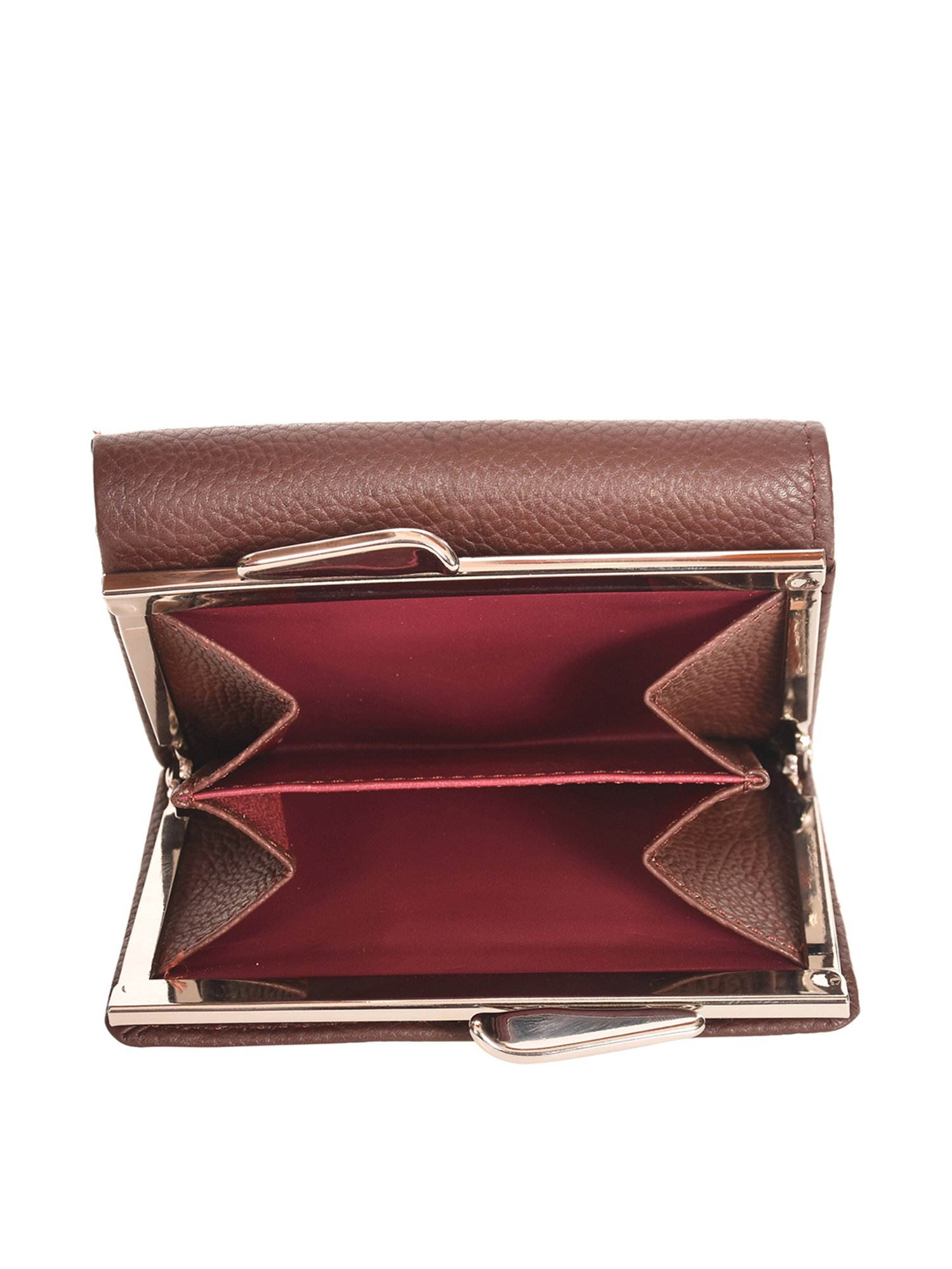 SASSORA Brown Textured Rfid Tri-Fold Wallet for Women