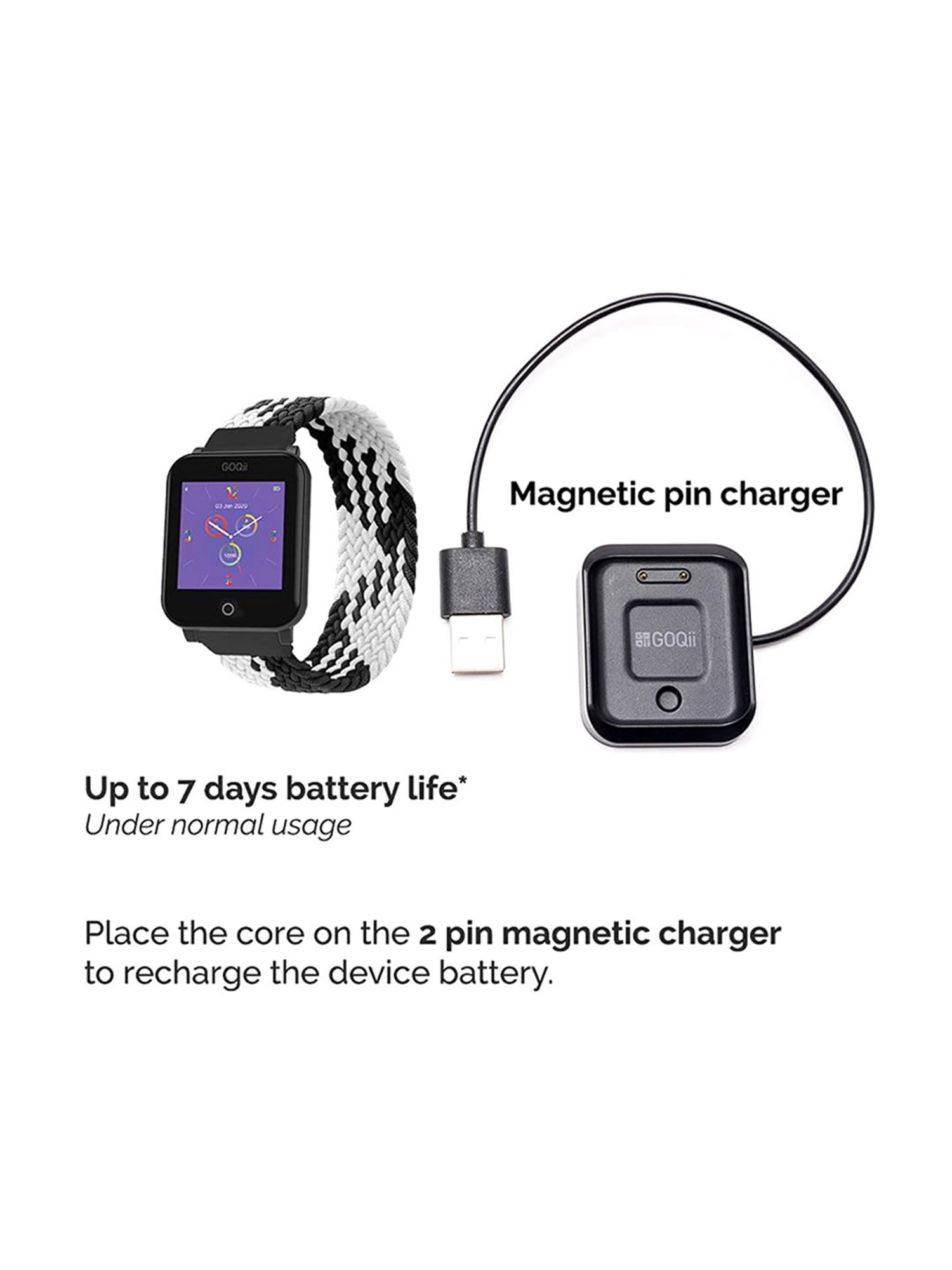 GOQii Smart Vital Junior for Kids Fitness with 3 Months Health Coaching Smartwatch (Blue & White)