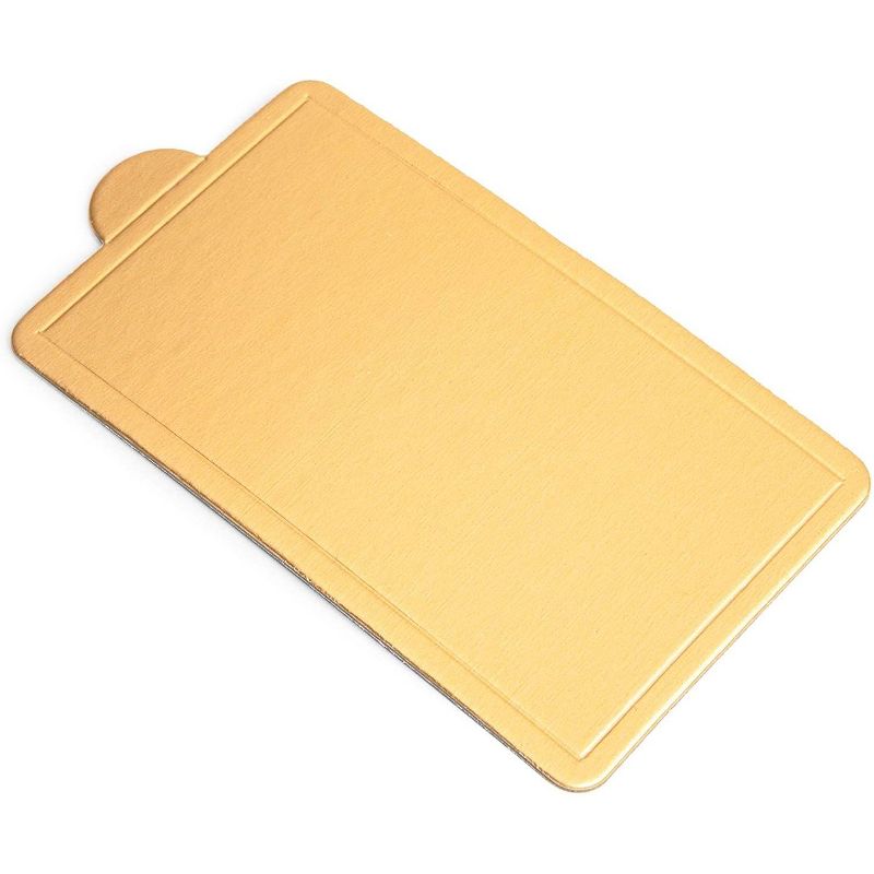 Sparkle and Bash 200 Pack Mini Gold Foil Cake Boards, Rectangular Dessert Base (4 x 2.8 In)