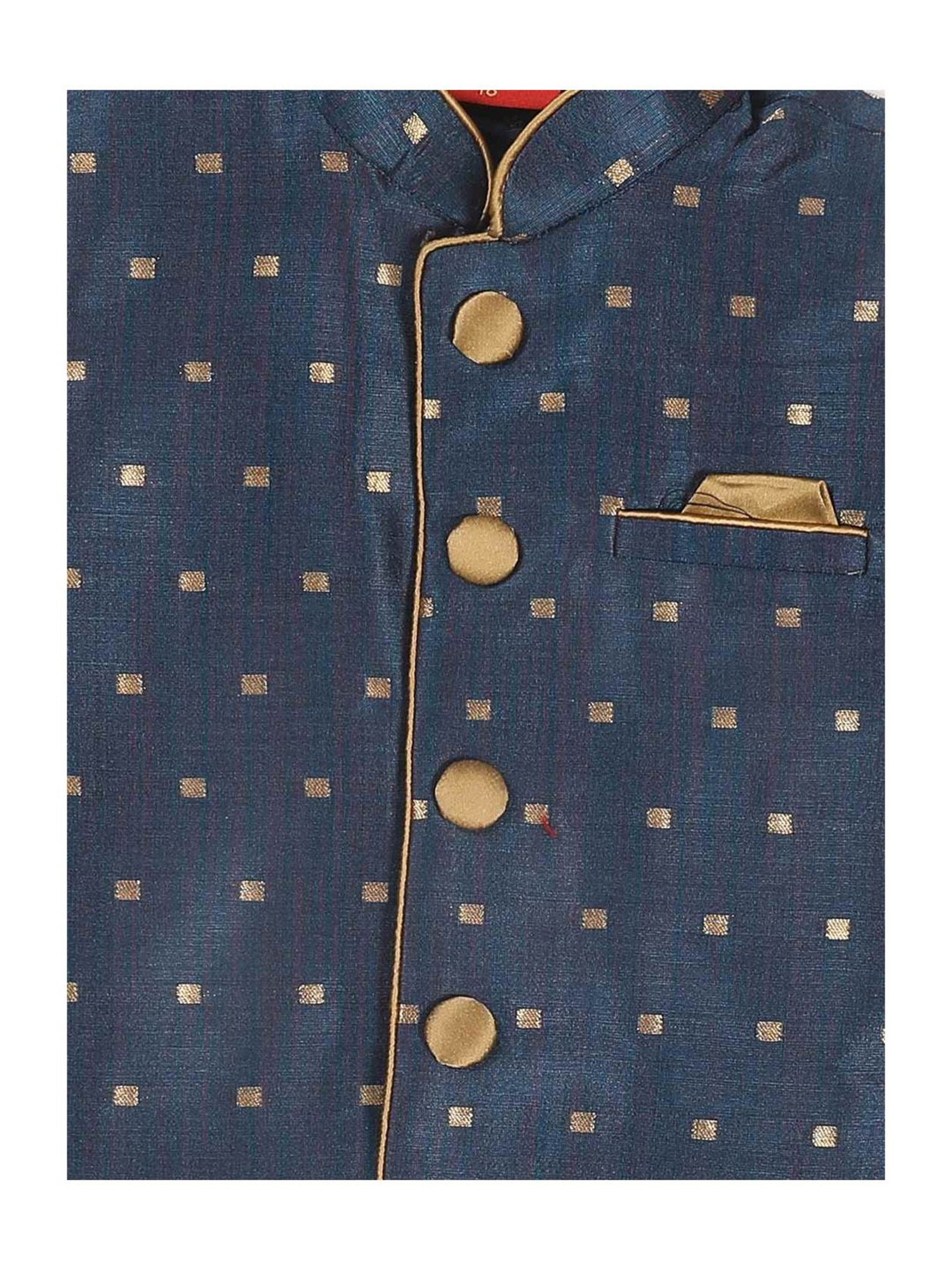 VASTRAMAY SISHU Persian Blue & Gold Printed Nehru Jacket
