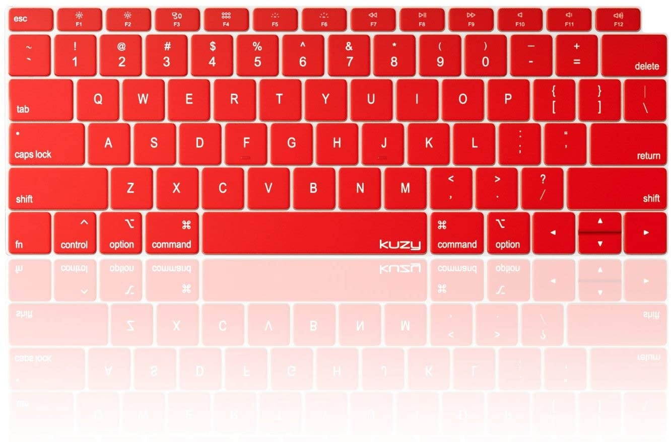 Kuzy MacBook Air Keyboard Cover, 13 inch 2019 2018 A1932 with Retina Display and Touch ID Silicone Key Board Protective Skin Protector, Apple MacBook Air 2019 Keyboard Cover, Red