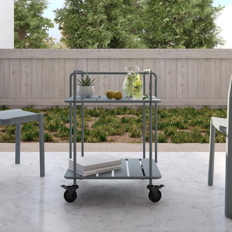 Slat Top Serving Cart - Gray - Apollo Outdoor