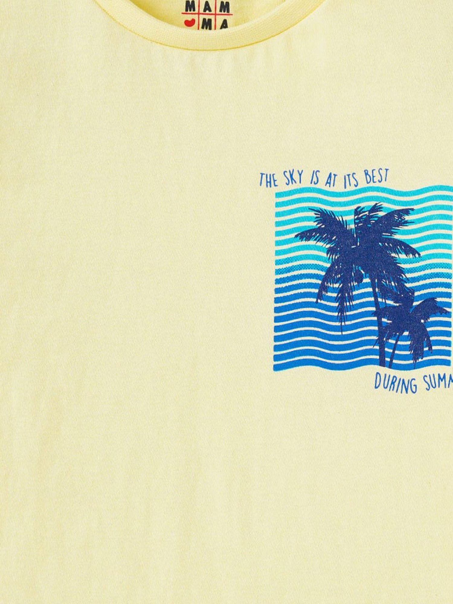 Ed-a-Mamma Kids Yellow & Blue Cotton Printed T-Shirt