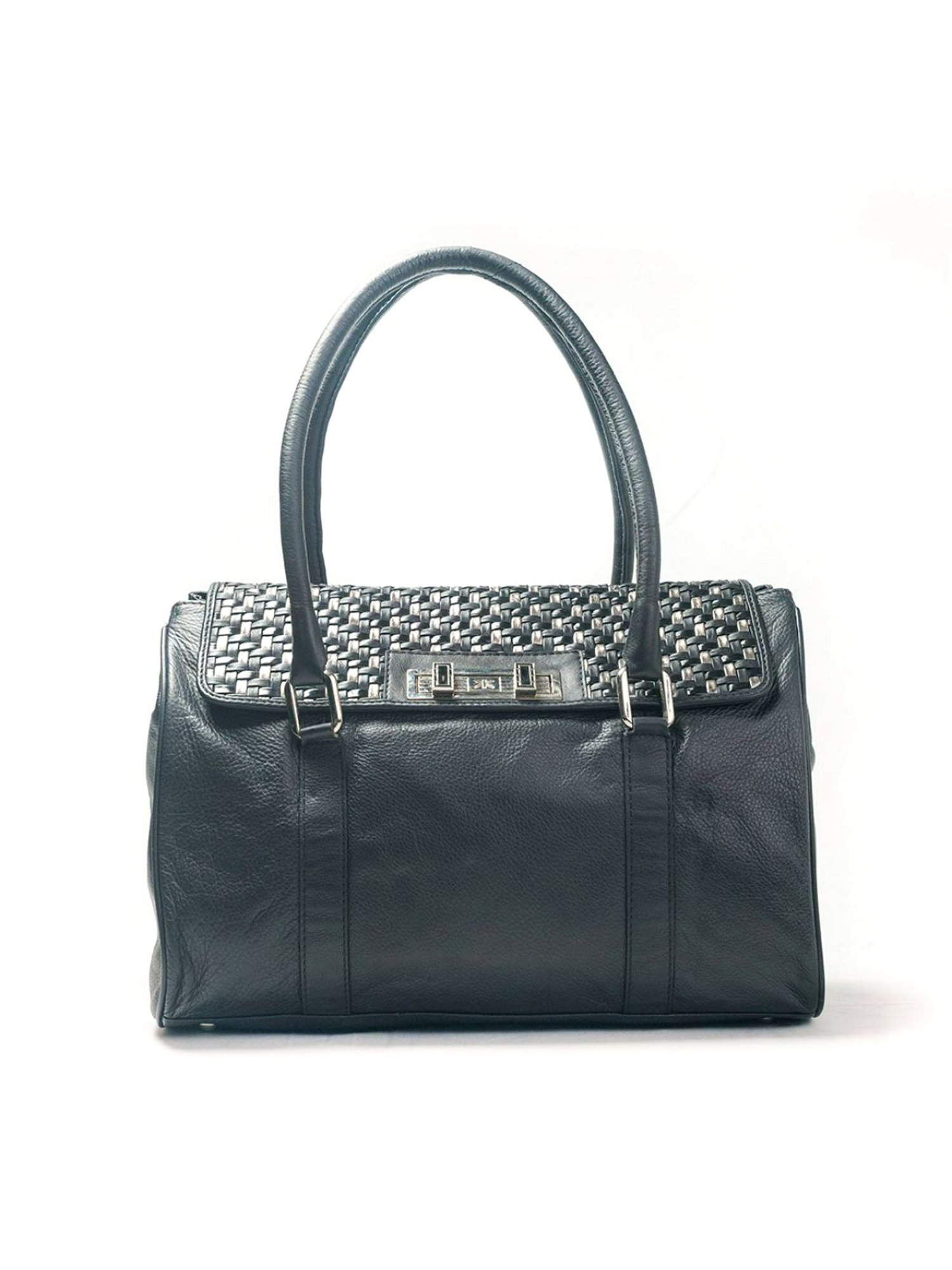 RI2K London Black Leather Large Textured Shoulder Bag