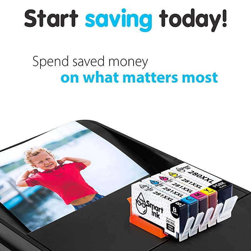 Compatible Ink Cartridge Replacement for Canon 280 281 PGI-280XXL CLI-281XXL use with Pixma TR8520 TS6120 TS9120 TS6220 TS8120 TR7520 TS8220 TS702 TS9521C (PGBK & BK/C/M/Y 5 Pack Combo)