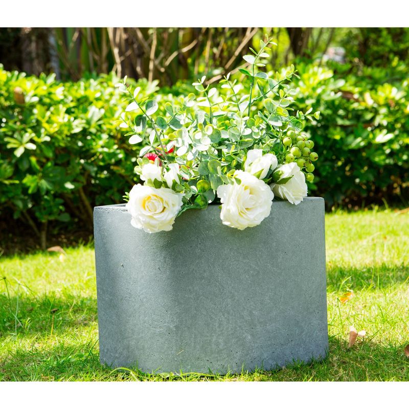 9.1" Kante Lightweight Modern Concrete Novelty Corner Planter Slate Gray - Rosemead Home & Garden, Inc.