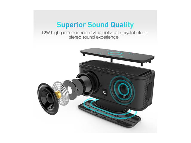 DOSS SoundBox Portable Wireless Bluetooth 4.0 Touch Speakers with 12W HD Sound and Bold Bass [Red]