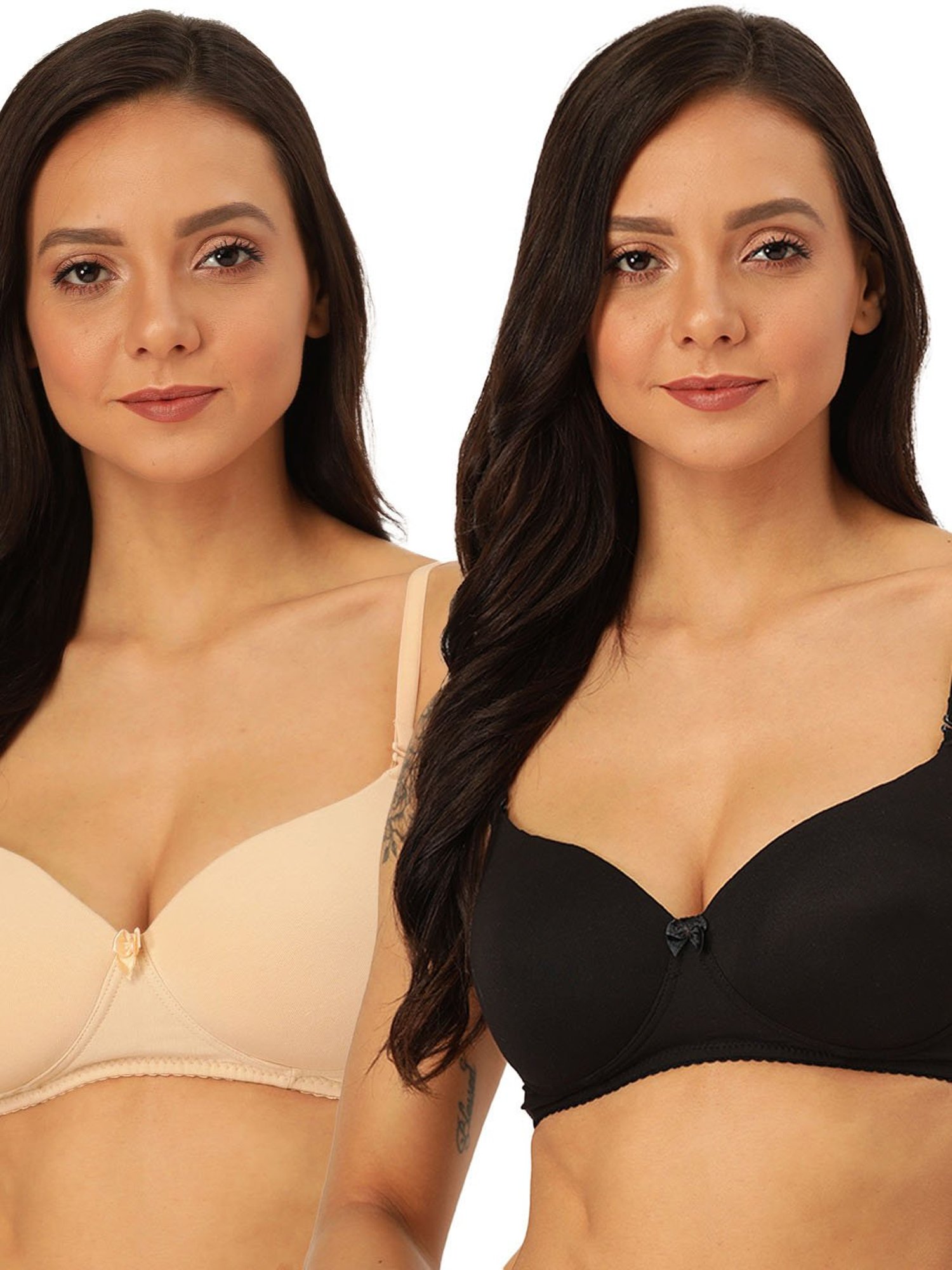 Lady Lyka Multicolor Non Wired Padded T-Shirt Bra (Pack of 2)