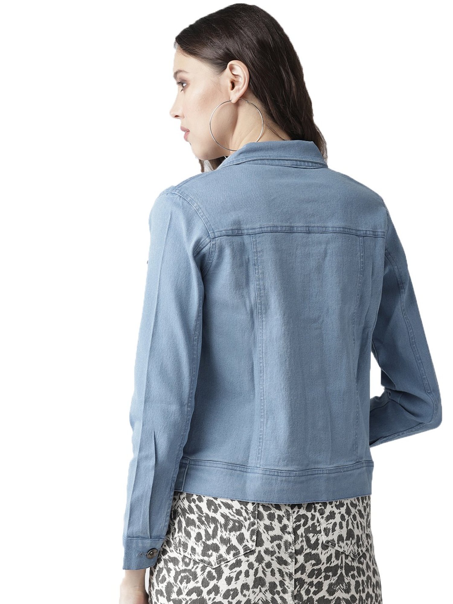 Style Quotient Women Light Wash Denim Smart Casual Jacket
