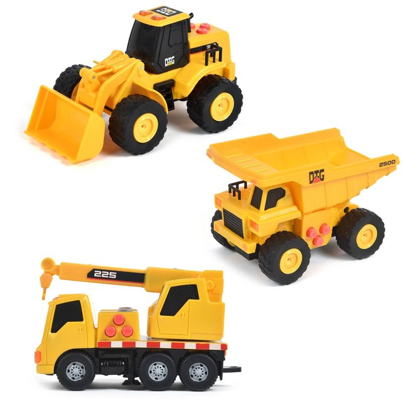 Maxx Action Mini Construction Lights & Sounds Vehicles – Front End Loader, Excavator and Dump Truck - 3pk