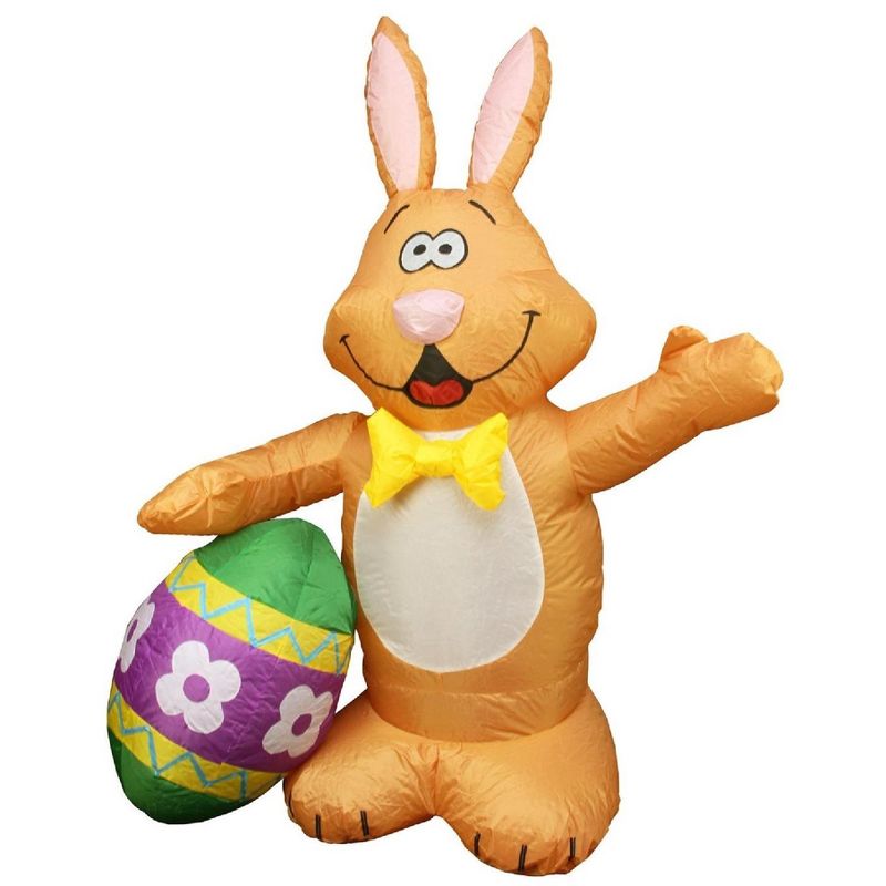 Northlight Easter 4' Inflatable Prelit Bunny Driving an Egg Car Outdoor Decoration - White/Pink